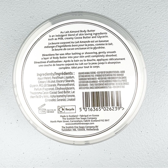 SCOTTISH FINE SOAPS Au Lait Almond Body Butter - Picture 2 of 2